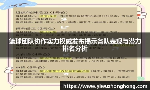 篮球团队协作实力权威发布揭示各队表现与潜力排名分析